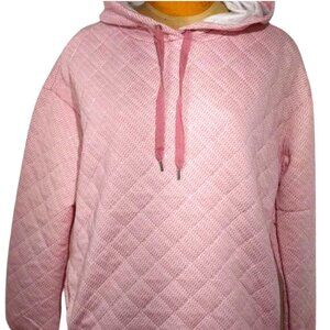 Jones New York Sport Sweatshirt Pink Pullover Quilted Hoodie women's L NWOT $64